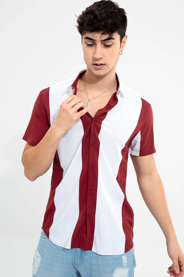 Chandogi Merlot Red Big Stripe  Shirt