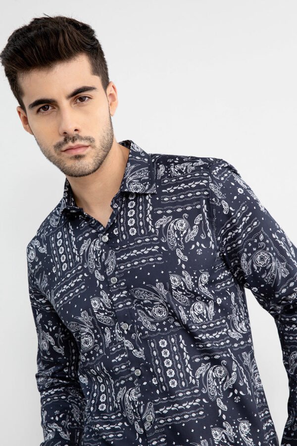 Chandogi Black Bandhana Printed Shirt