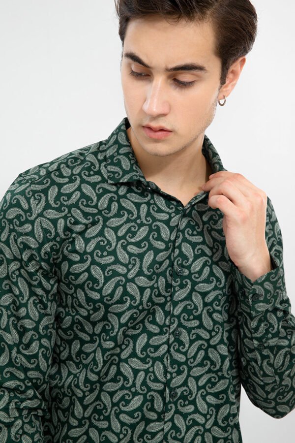 Chandogi Green Paisley Printed Shirt