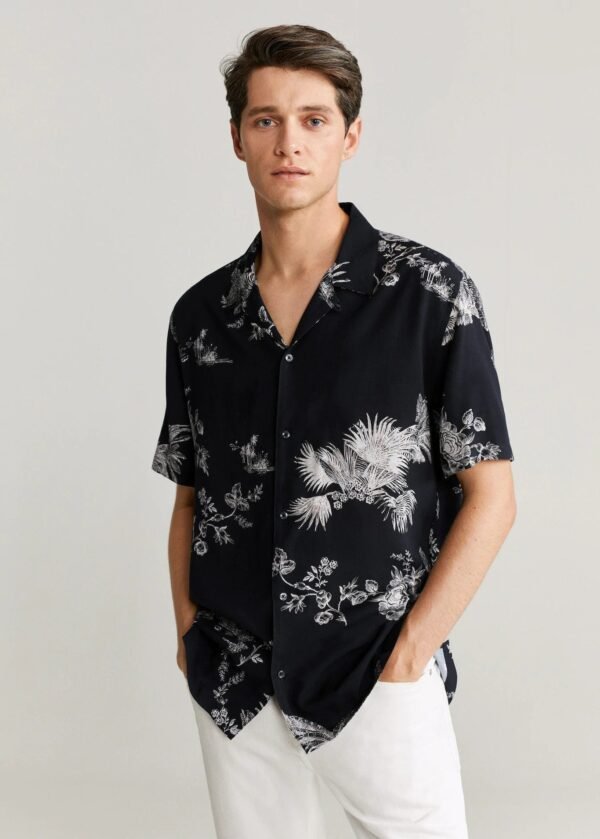 Chandogi Black Flower Printed Shirt