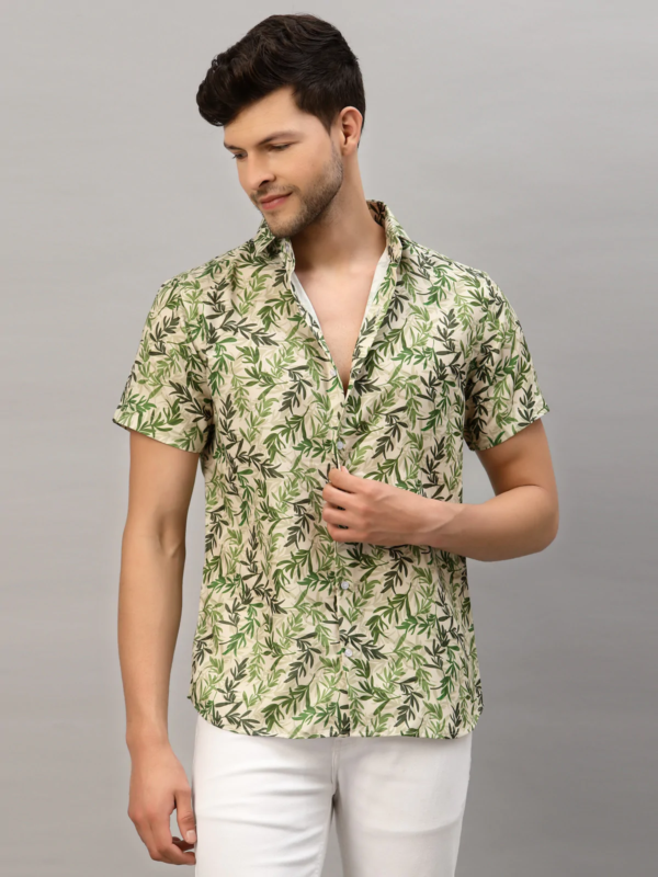 Chandogi Green Leaves Printed Shirt