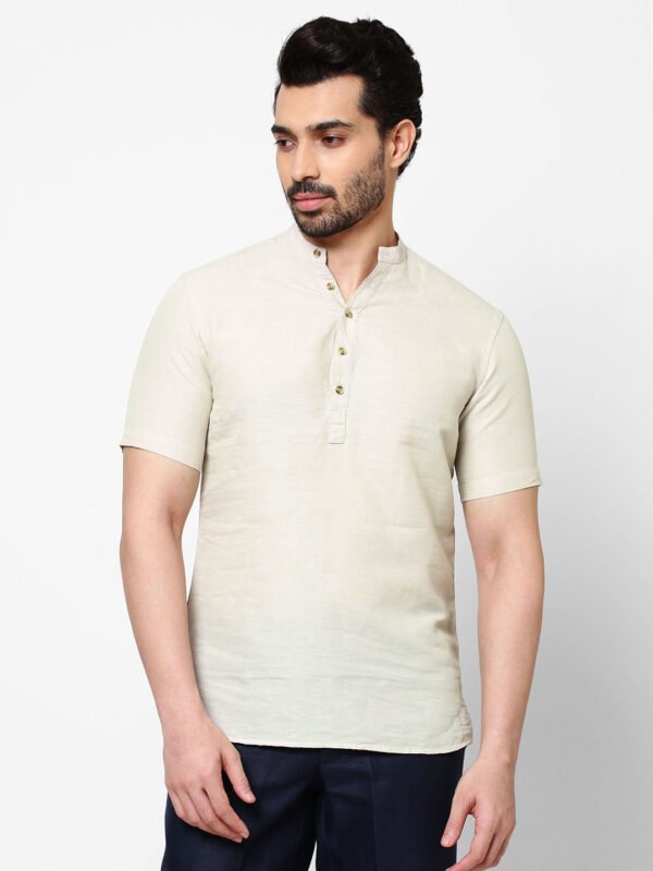 Men's Linen Cotton Natural Slim Fit Kurta Shirt