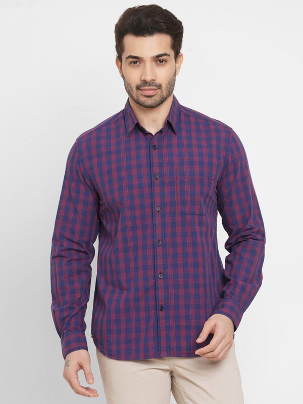 Men's Cotton Red Regular Fit Shirt