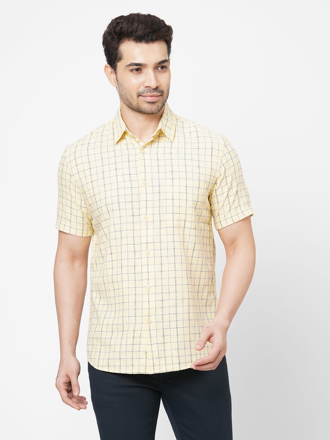 Men’s Cotton Yellow Regular Fit Shirt – chandogi.com