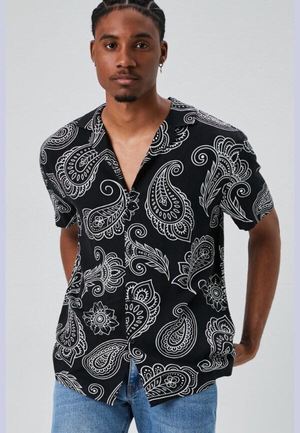 Chandogi Black Paisley Printed Shirt