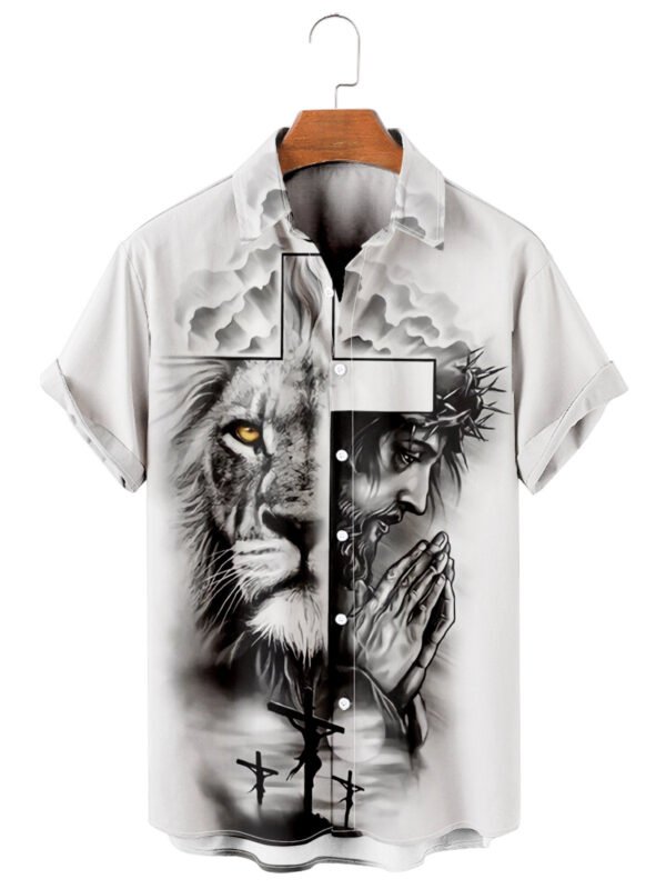 Cross casual loose men's plus size short-sleeved Shirt