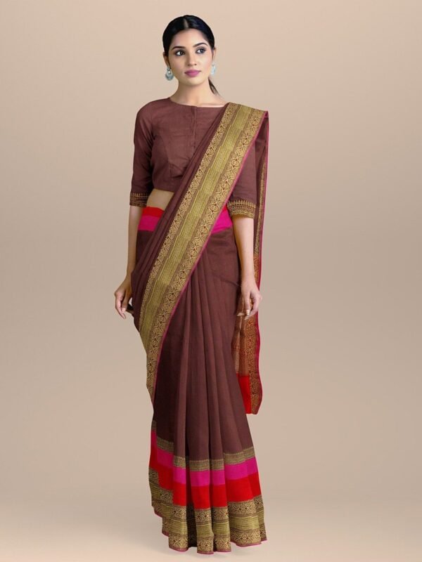 Maroon Color Maheshwari Cotton Silk Saree