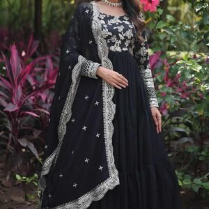 Flowing Beauty: Black Georgette Party Dress