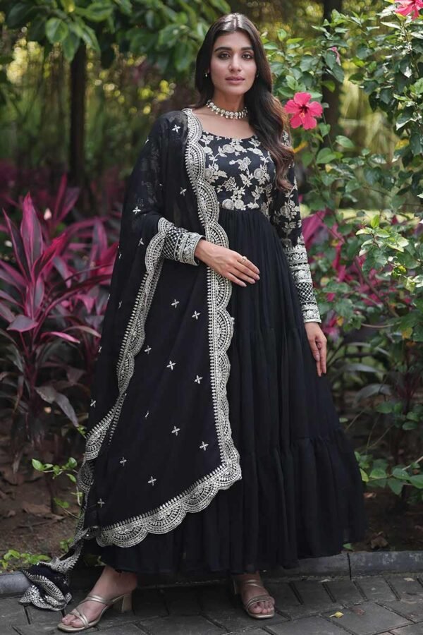 Flowing Beauty: Black Georgette Party Dress