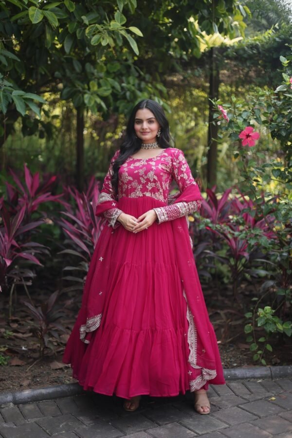 Flowing Beauty: Rani Pink Georgette Party Dress