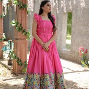 Gorgeous Pink Silk Sangeet Gown