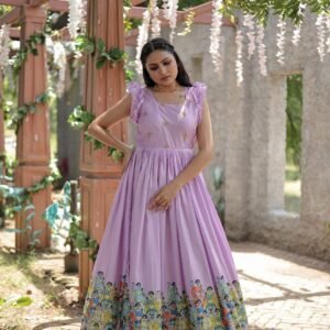 Gorgeous Violet Silk Sangeet Gown