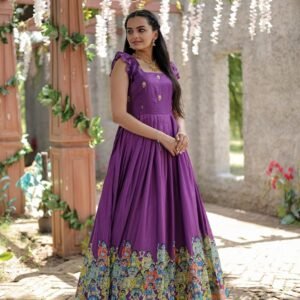 Gorgeous Purple Silk Sangeet Gown