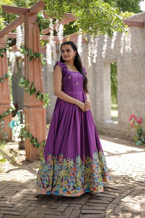 Gorgeous Purple Silk Sangeet Gown