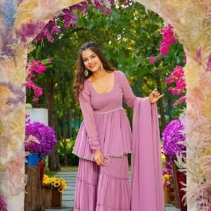 Lavender light georgette sharara set