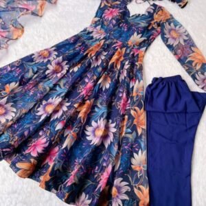 Georgette With Digital Floral Print Plus Size Gown