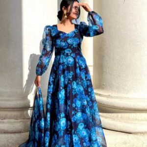 Faux Georgette Gown With Dupatta