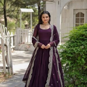 Flowing Beauty: Purple Georgette Party Dress