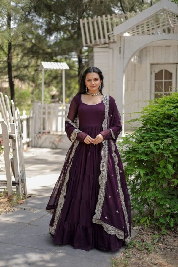 Flowing Beauty: Purple Georgette Party Dress