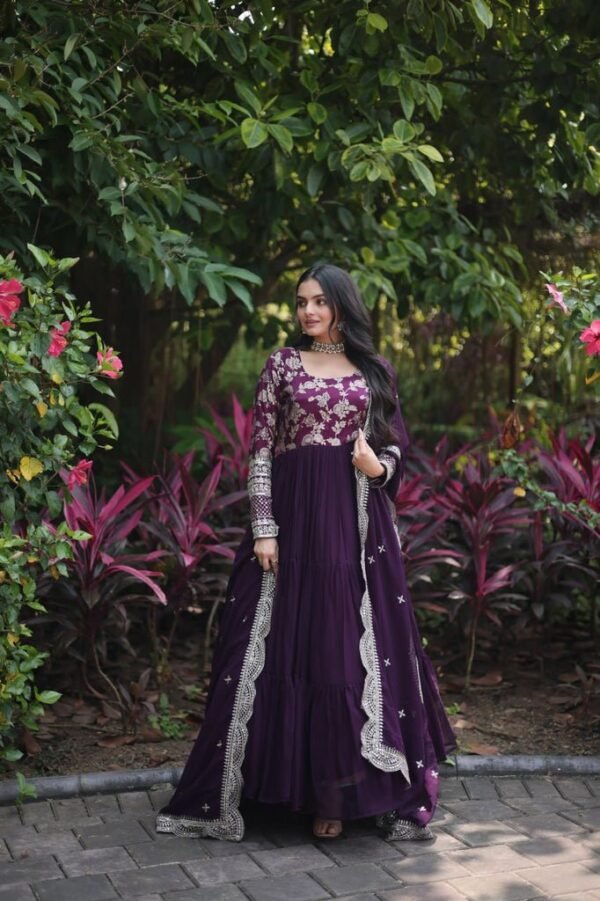 Beautiful Purple Georgette Gown For Women Ready-Made